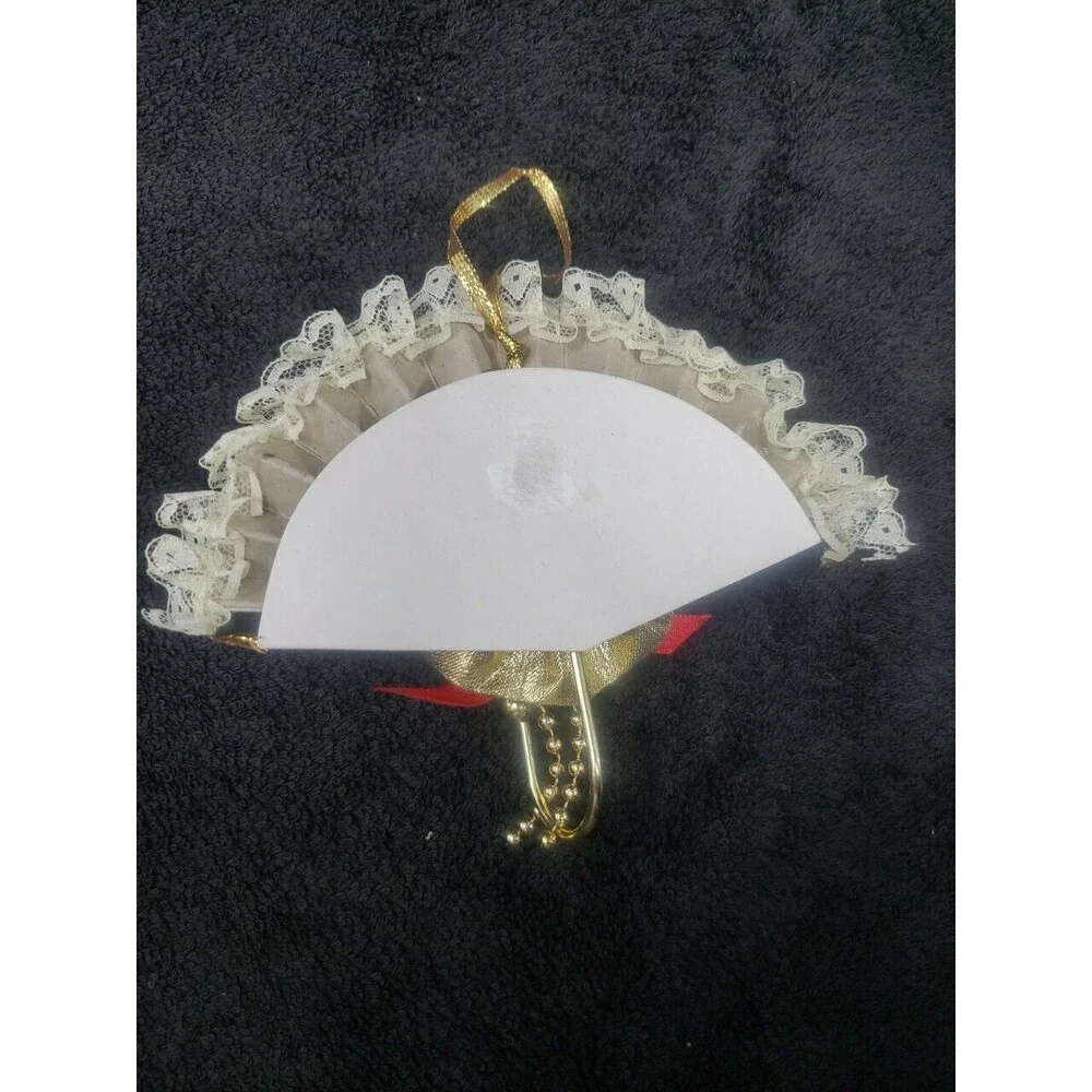 Porcelain Mardi Gras Face Mask Fan Wall Decor Ornament Red Green Christmas
